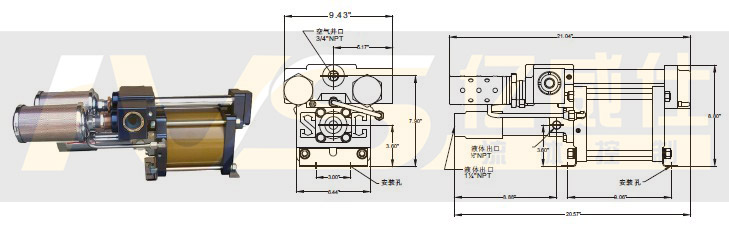 美國SC氣驅液體增壓泵L6系列產品及安裝尺寸圖 美國SC氣驅液體增壓泵L6系列產品及安裝尺寸圖