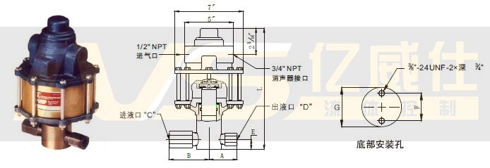 美國SC氣驅液體增壓泵10-5(L)系列產品及安裝尺寸圖 美國SC氣驅液體增壓泵10-5(L)系列產品及安裝尺寸圖