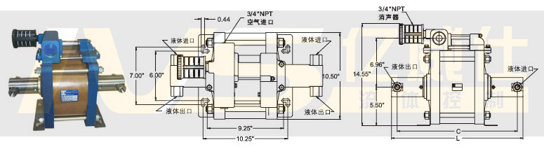 美國SC氣驅液體增壓泵10-6(L)系列產品及安裝尺寸圖 美國SC氣驅液體增壓泵10-6(L)系列產品及安裝尺寸圖