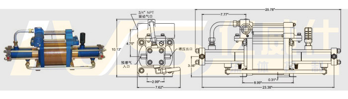 美國SC氣動氣體增壓泵GBD-15、GBD-30、GBD-75系列產(chǎn)品及外形圖